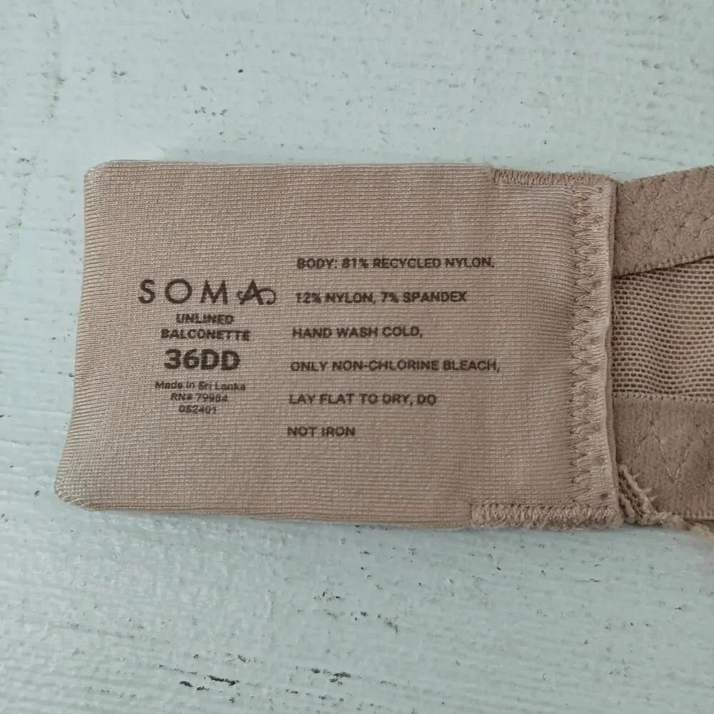 Soma Balconette Unlined Bra with Lace Beige 36DD